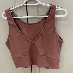 lululemon salmon pink/ orange power pivot ribbed tank top size 16